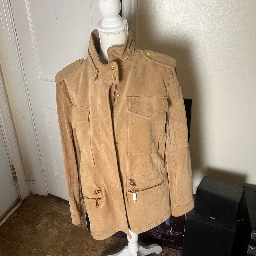 Michael Kors Suede Safari Jacket NWTs Size M MSRP $680